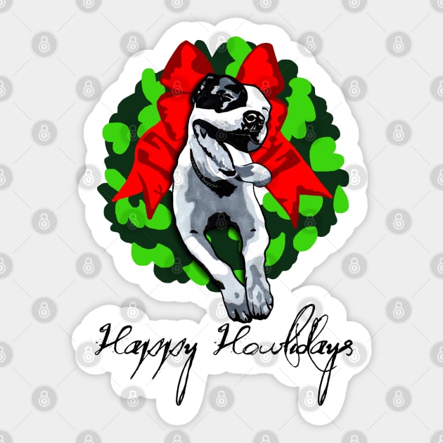 Happy Howlidays and Merry Pitmas Sticker by prettyinink